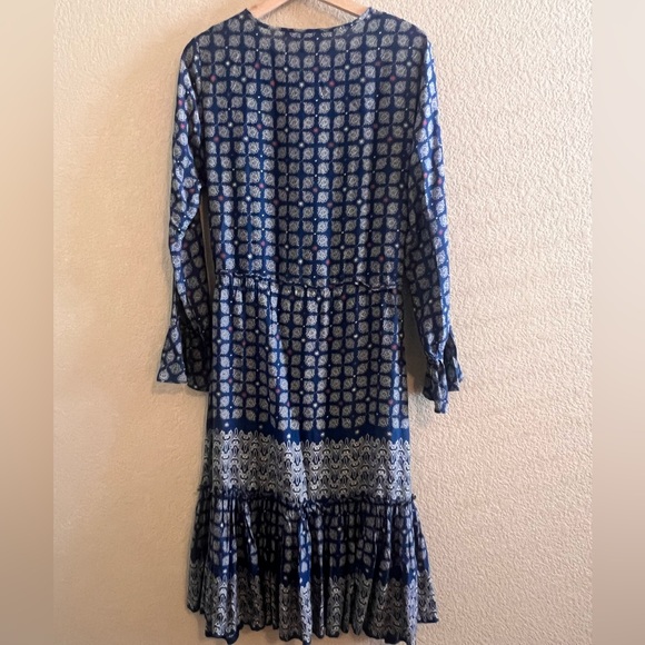 Roller Rabbit Margoa Boho Tiered Geometric Blue Dress Size Small - Picture 7 of 10